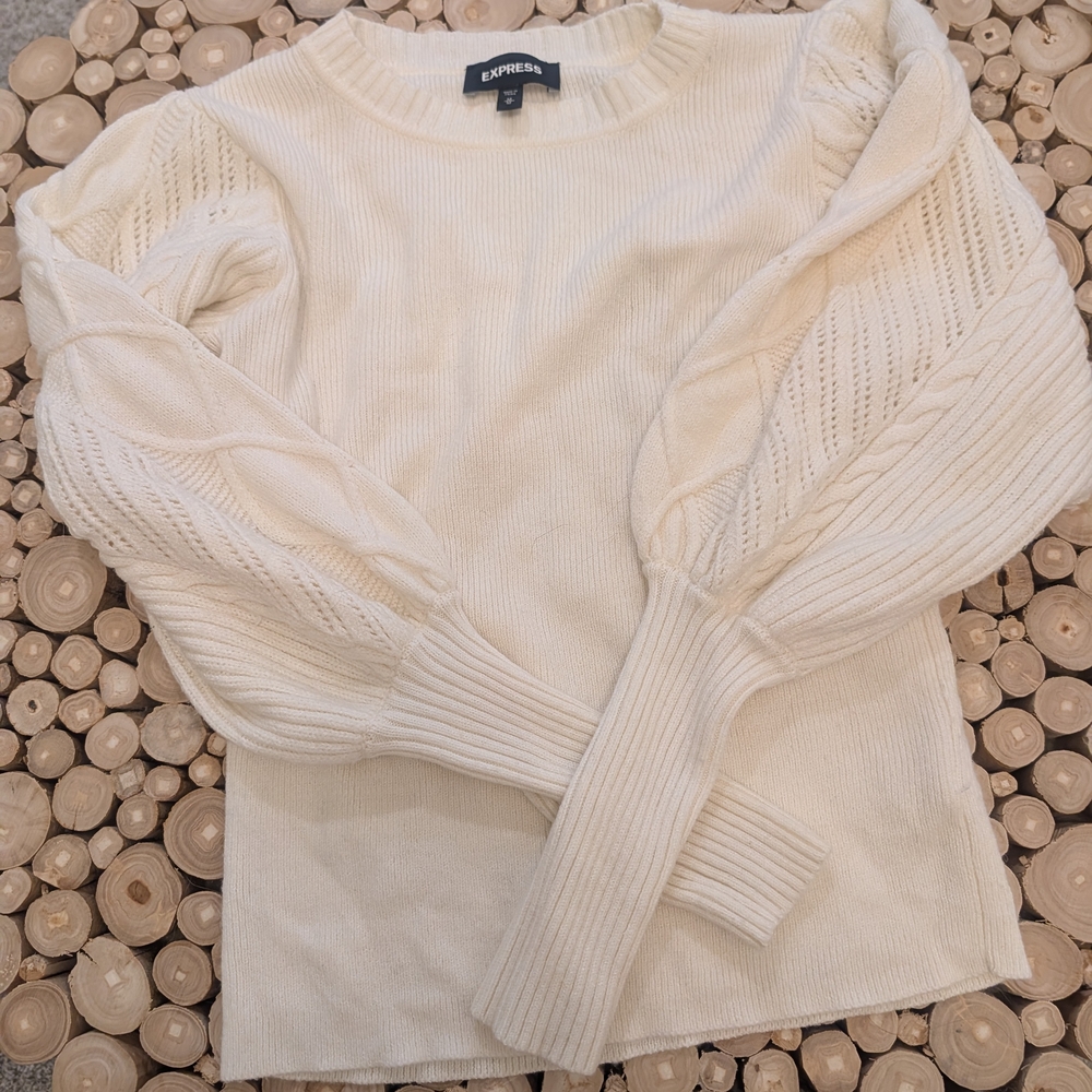 Express Women's Ivory Cable Knit Sweater